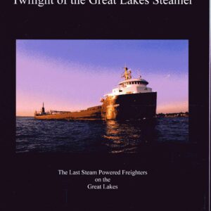 Great Lakes steamer book cover at sunset.