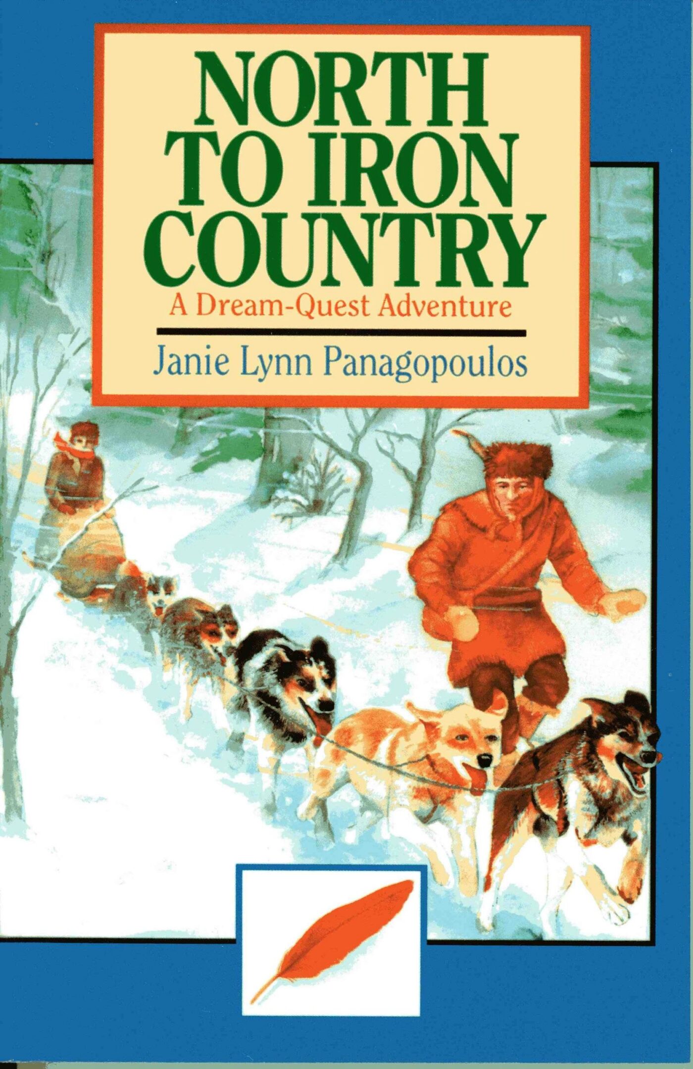 Book cover with sled dogs in snow.