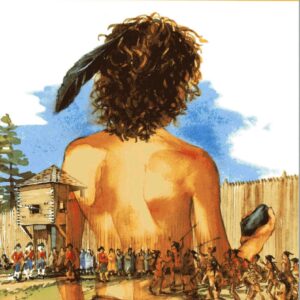 Book cover: person facing a fort gathering.
