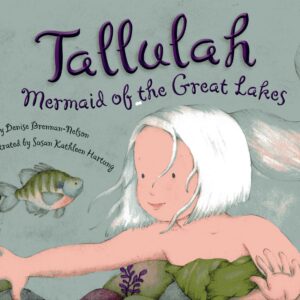 Mermaid swimming with fish in underwater scene.