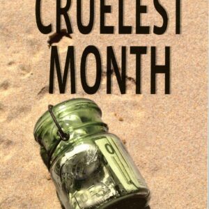 Book cover with jar on sand.