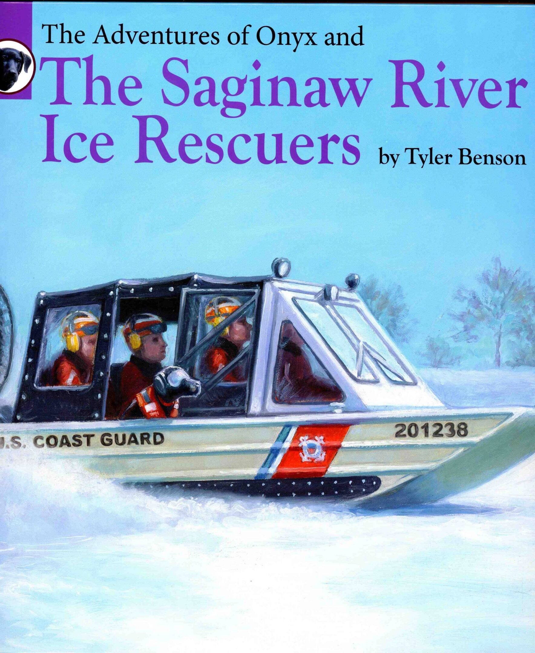 Coast Guard boat on icy river.