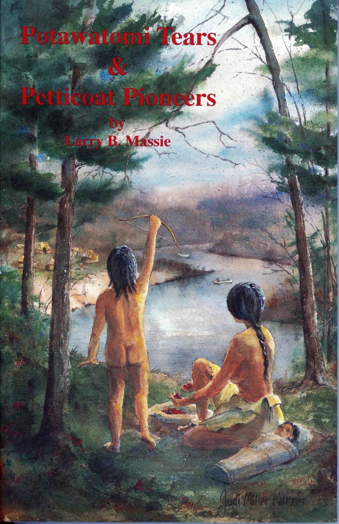 Two figures by a lakeside in nature.