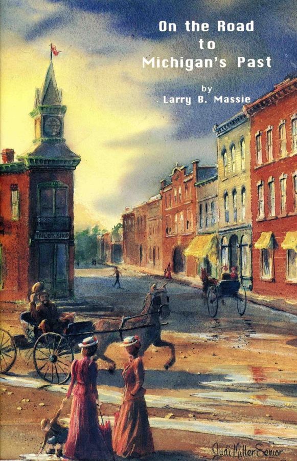 Historic town street with horse-drawn carriage.
