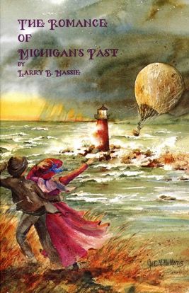 Couple by lighthouse with hot air balloon.