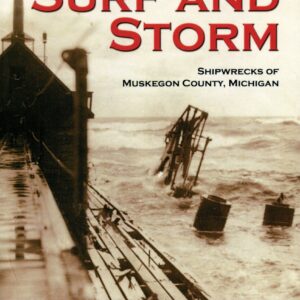 Book cover: "Through Surf and Storm" shipwreck theme.