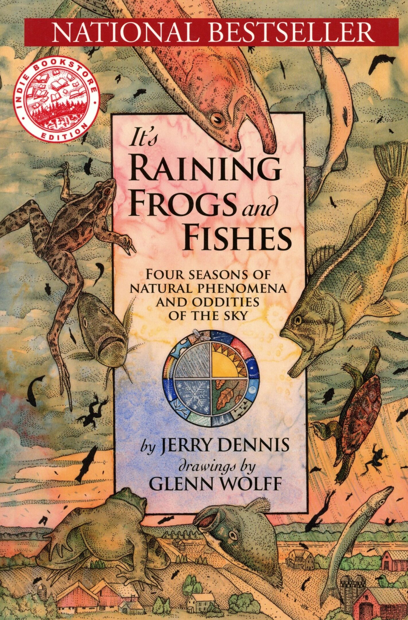 Book cover with frogs and fishes illustration.