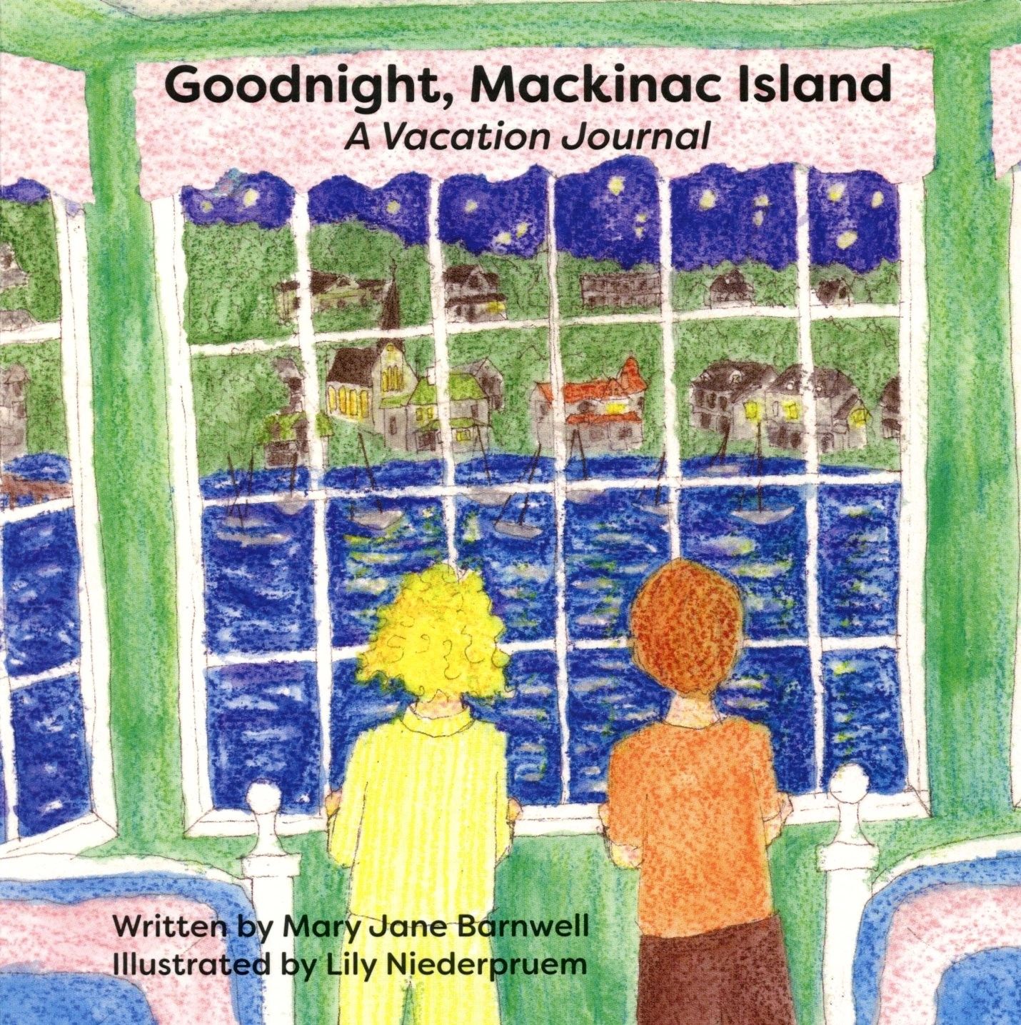 Children looking out at Mackinac Island scenery.