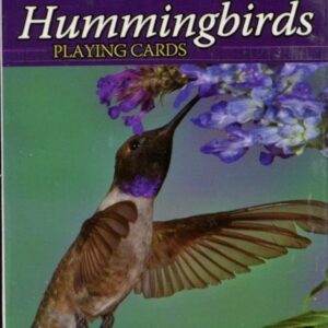 Hummingbird playing cards with floral design.