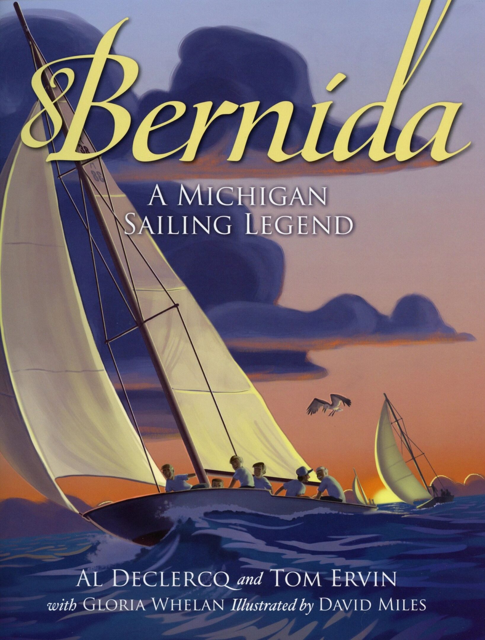 Sailboats on water at sunset, "Bernida" cover.