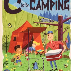 Illustrated book cover of "C is for Camping".
