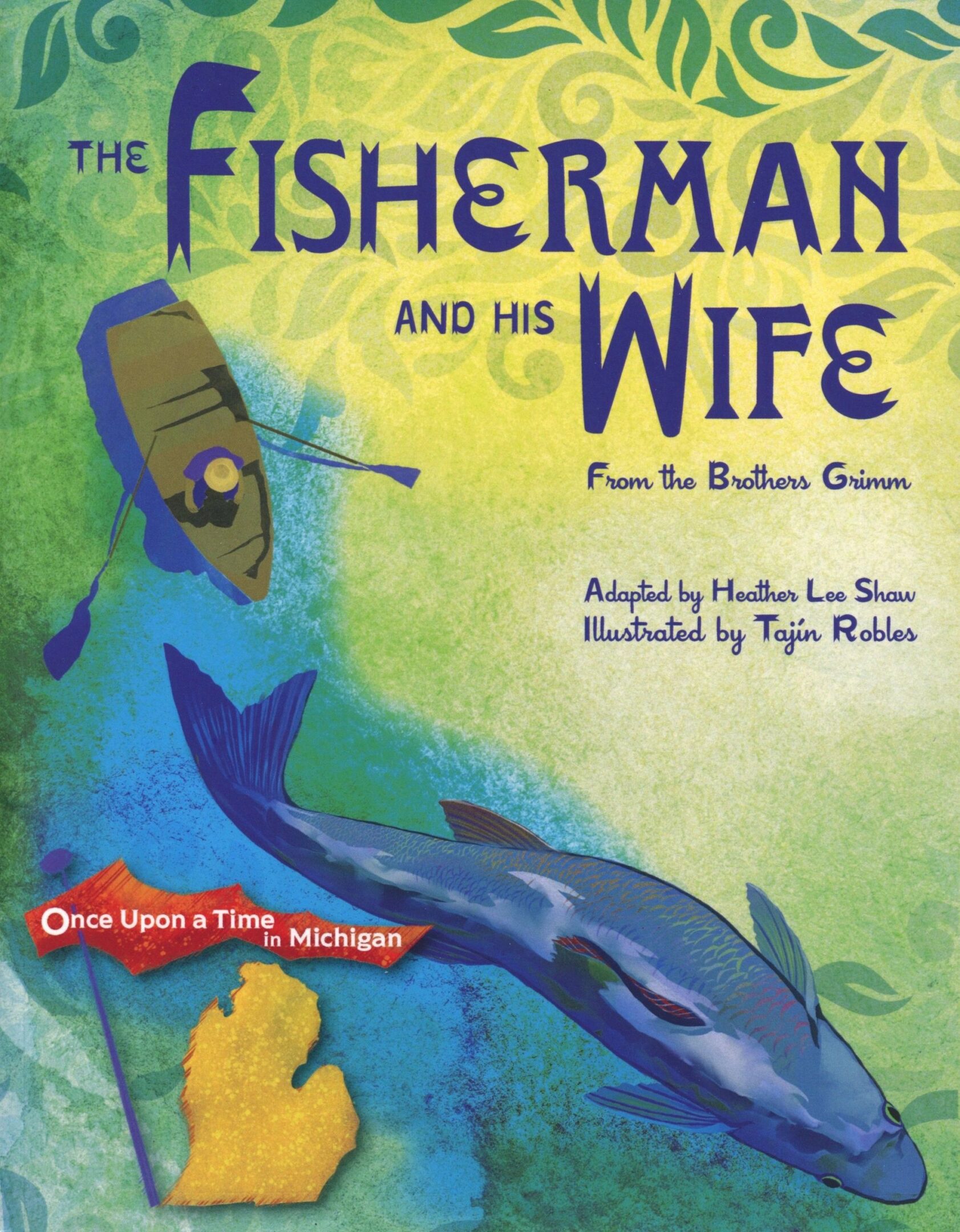 Colorful book cover with fish illustration.