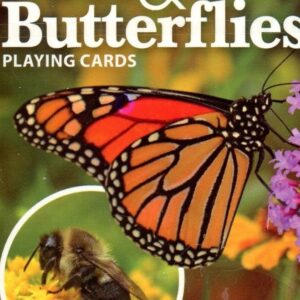 Bees and butterflies on playing cards.