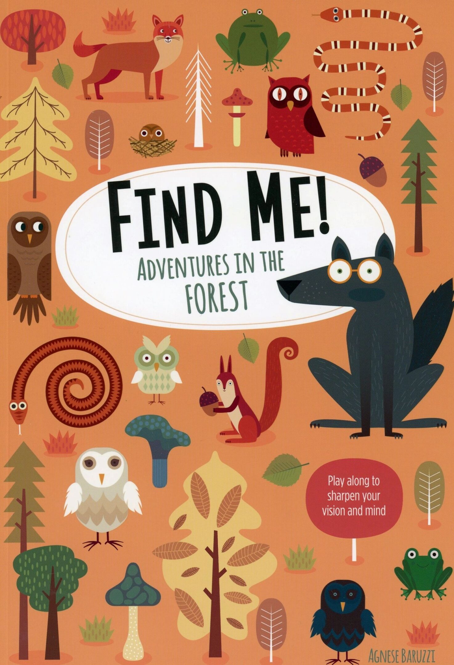 Illustrated forest animals with "Find Me" text.