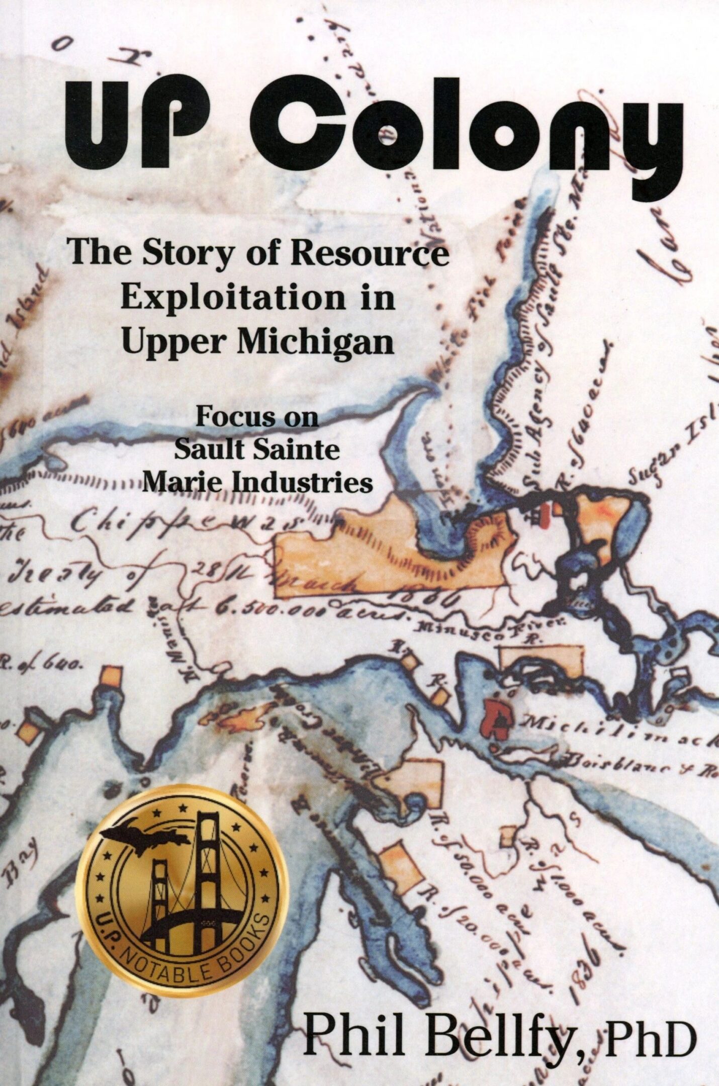 Book cover featuring Michigan map illustration.
