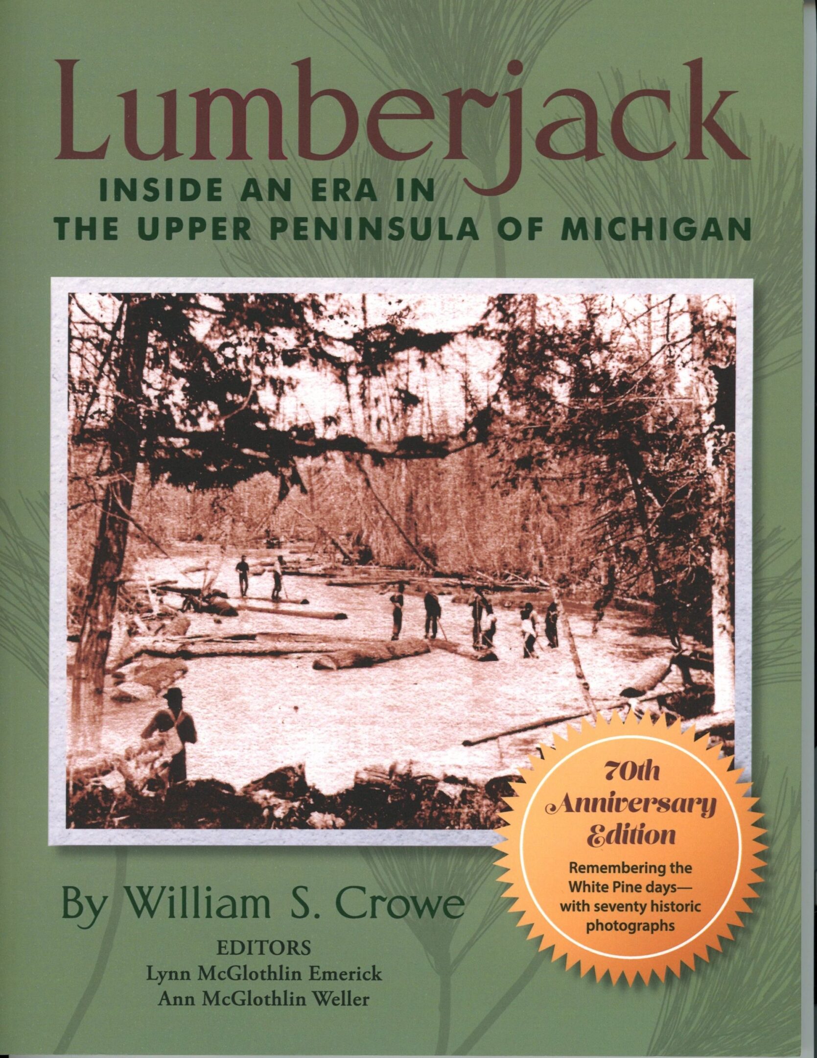 Lumberjack book cover with historic photograph.