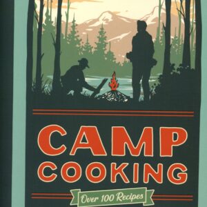 Camp cooking book cover, forest illustration.