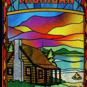 Stained glass Michigan playing cards design.