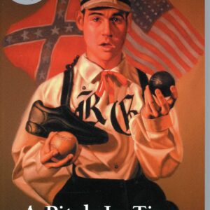 Vintage baseball player with American flags background.