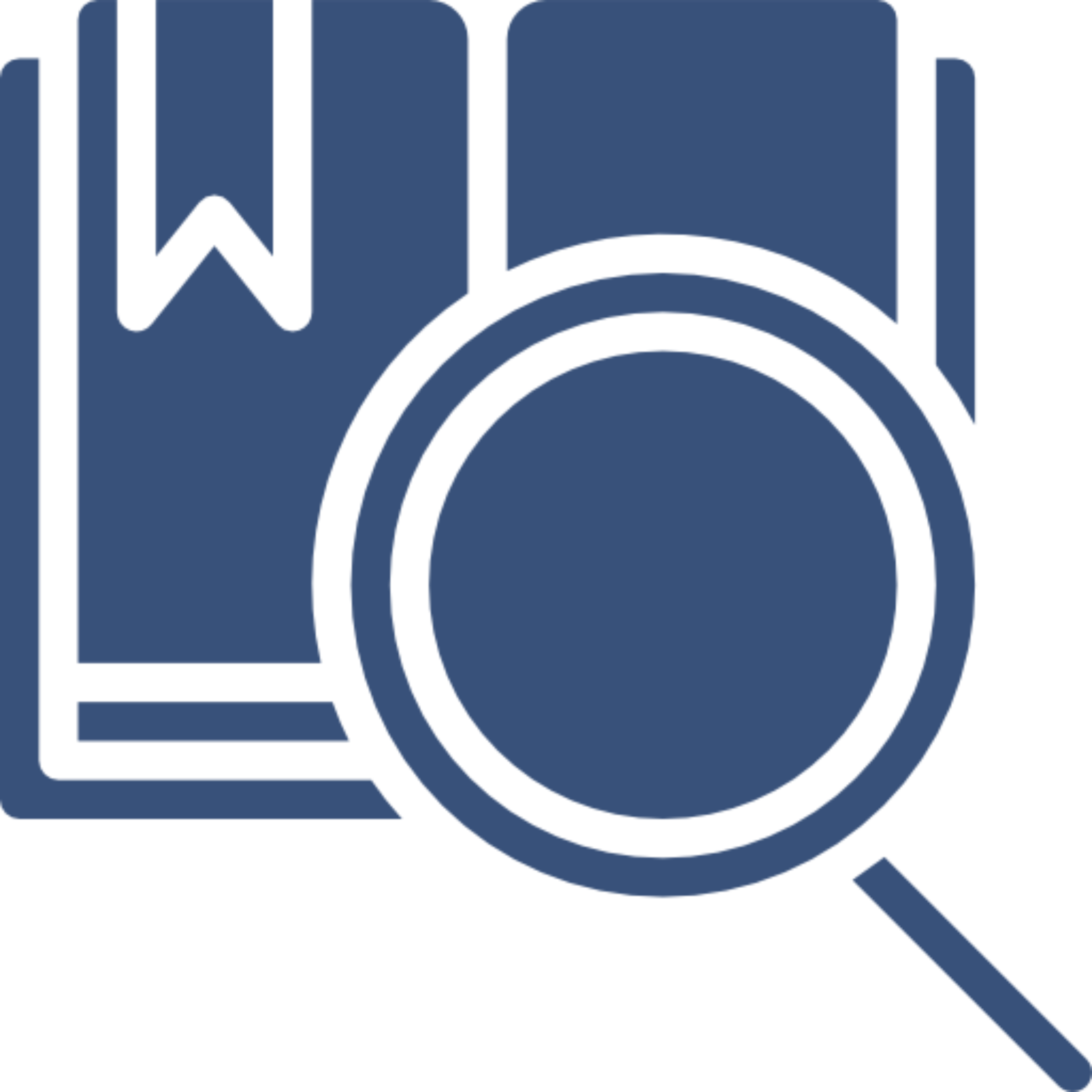 Book with magnifying glass overlay icon.