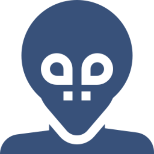 Blue alien avatar on black background