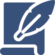 Blue quill pen writing on parchment icon